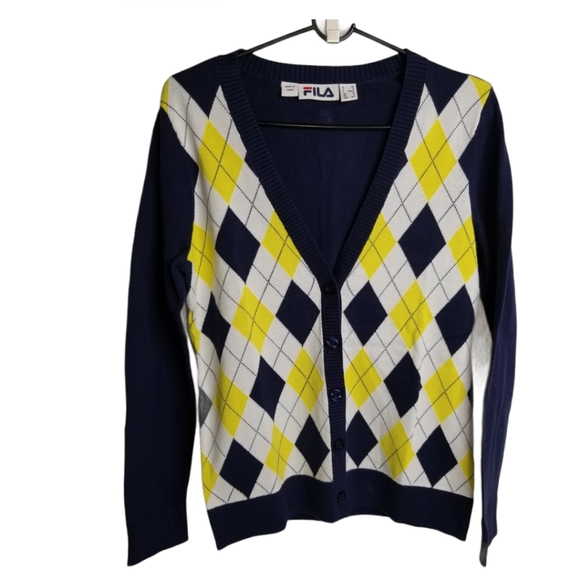 Fila Argyle Tennis Pants & Cardigan Set US Small - Picture 2 of 11